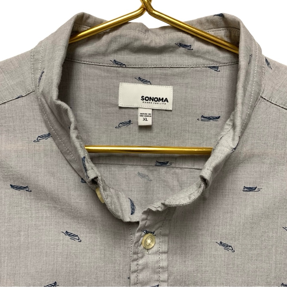 Sonoma Flexwear Long Sleeve Button Down Shirt Size XL Canoe Nautical Preppy Boat - Picture 5 of 9